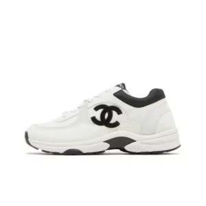 Chanel Low Top Trainer Suede White Black G38299 Y55720 K3846