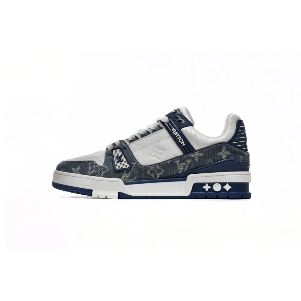 Louis Vuitton LV Trainer Monogram Denim White Blue  1A9JGZ