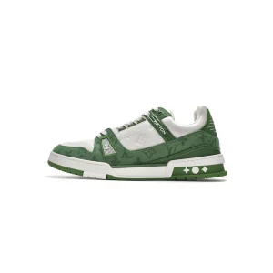 Louis Vuitton Trainer Green Monogram Denim White 1A9JHV